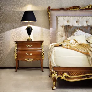 Luxury bedroom with a lamp light