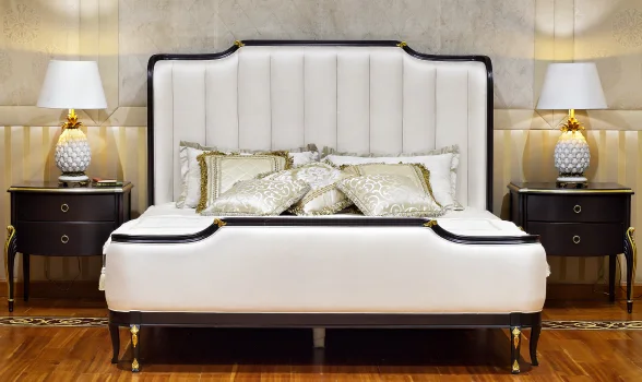 Luxury bed in a modern bedroom